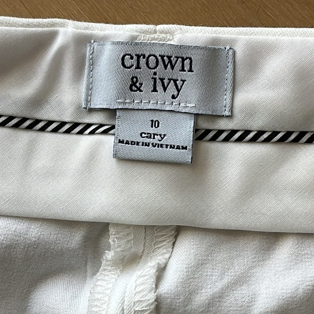 NWT CROWN & IVY WOMENS CARY STRETCHY SLACKS WHITE SIZE 10 - Picture 9 of 13